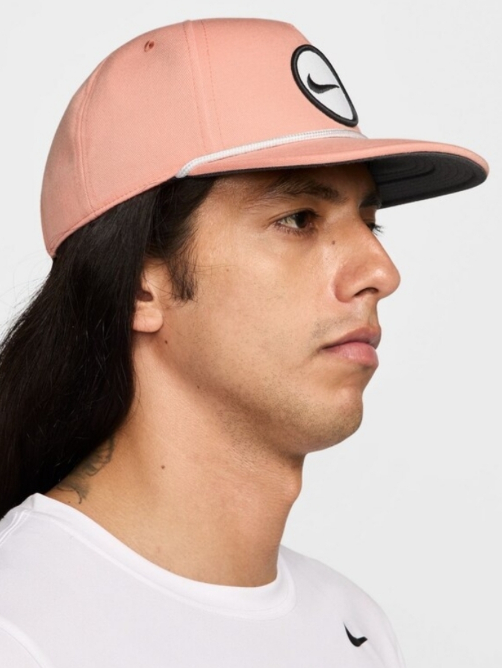 NWT Unisex Nike Pro Performanc Peach Pink Snapback Hat with White Rope Trim - Picture 3 of 9
